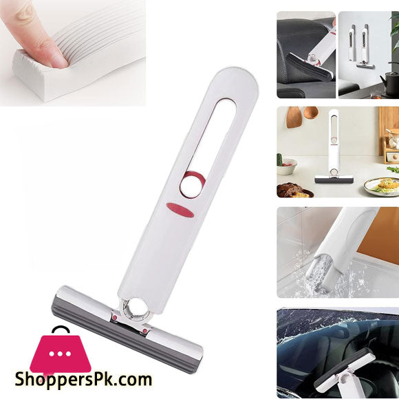 Mini Portable Mop, Self-Squeeze Portable Mini Mop, Sponge Mop Lazy Hand Wash-Free Cleaning Mop Wet Dry Mop for Bathroom Kitchen Desktop Car Glass
